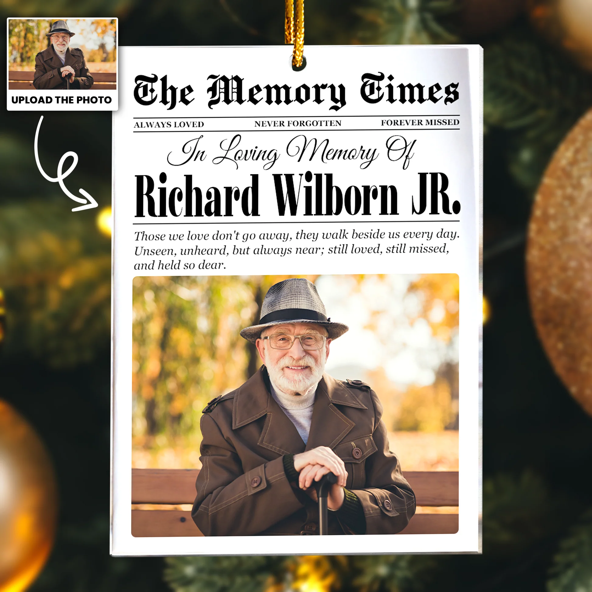 The Memory Times Newspaper: In Loving Memory Of Mom, Dad, Family - Personalized Acrylic Ornament - Christmas & Memorial Gift HH01