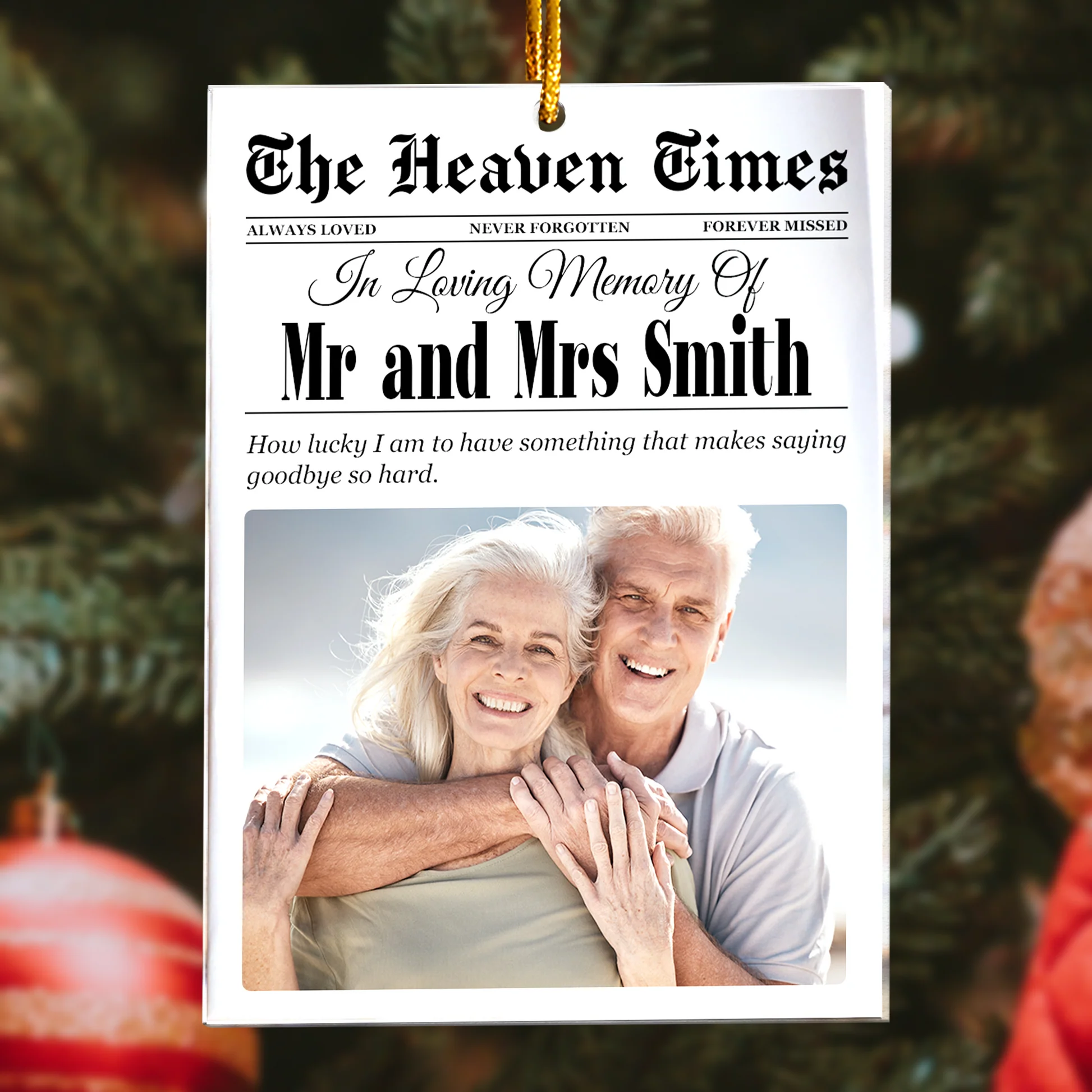 The Memory Times Newspaper: In Loving Memory Of Mom, Dad, Family - Personalized Acrylic Ornament - Christmas & Memorial Gift HH01 - Image 2