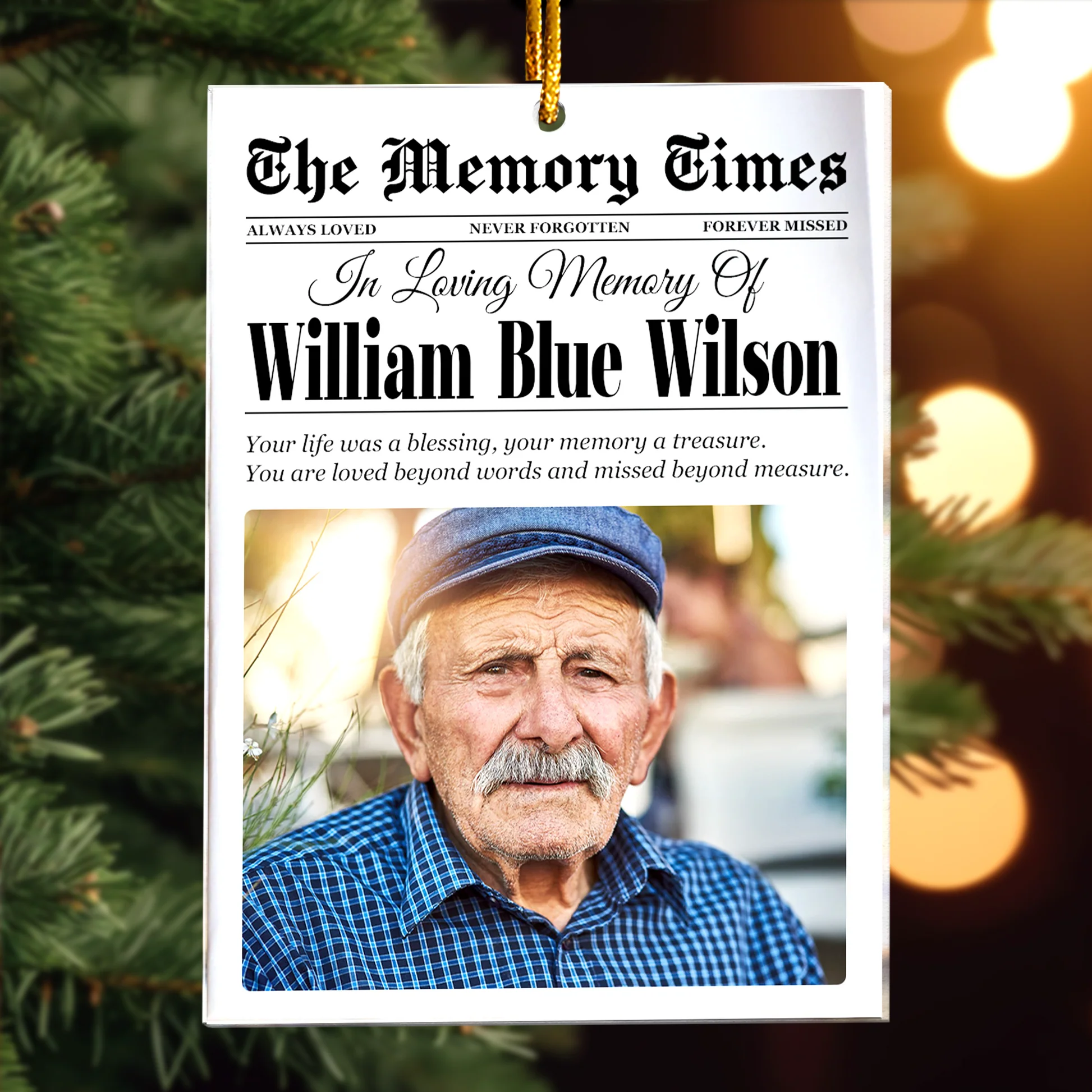 The Memory Times Newspaper: In Loving Memory Of Mom, Dad, Family - Personalized Acrylic Ornament - Christmas & Memorial Gift HH01 - Image 3