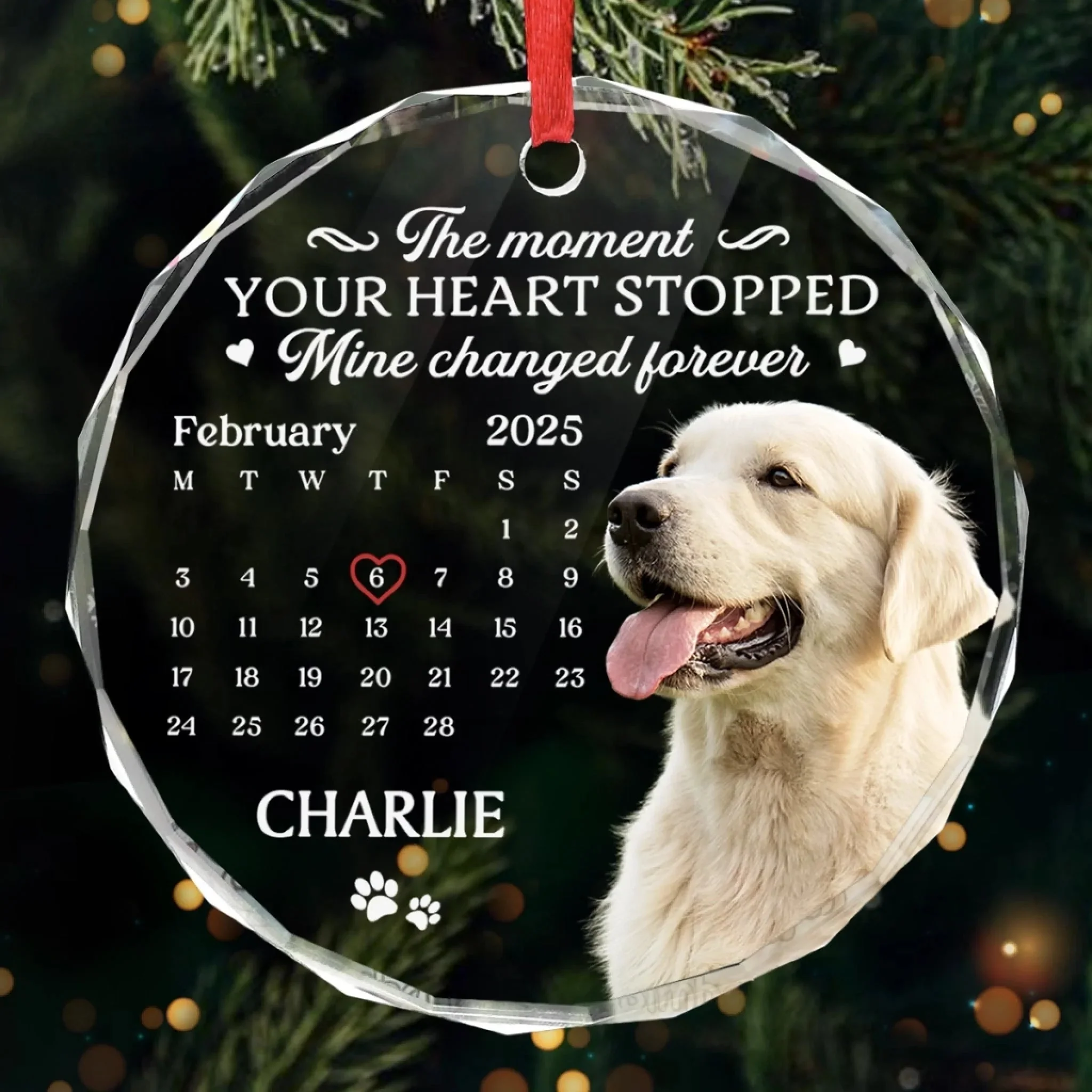 The Moment Your Heart Stopped Mine Changed Forever (Ver Pet) - Personalized Glass Ornament - Christmas Gift For Family, Memorial Pet, Dog, Cat HH01