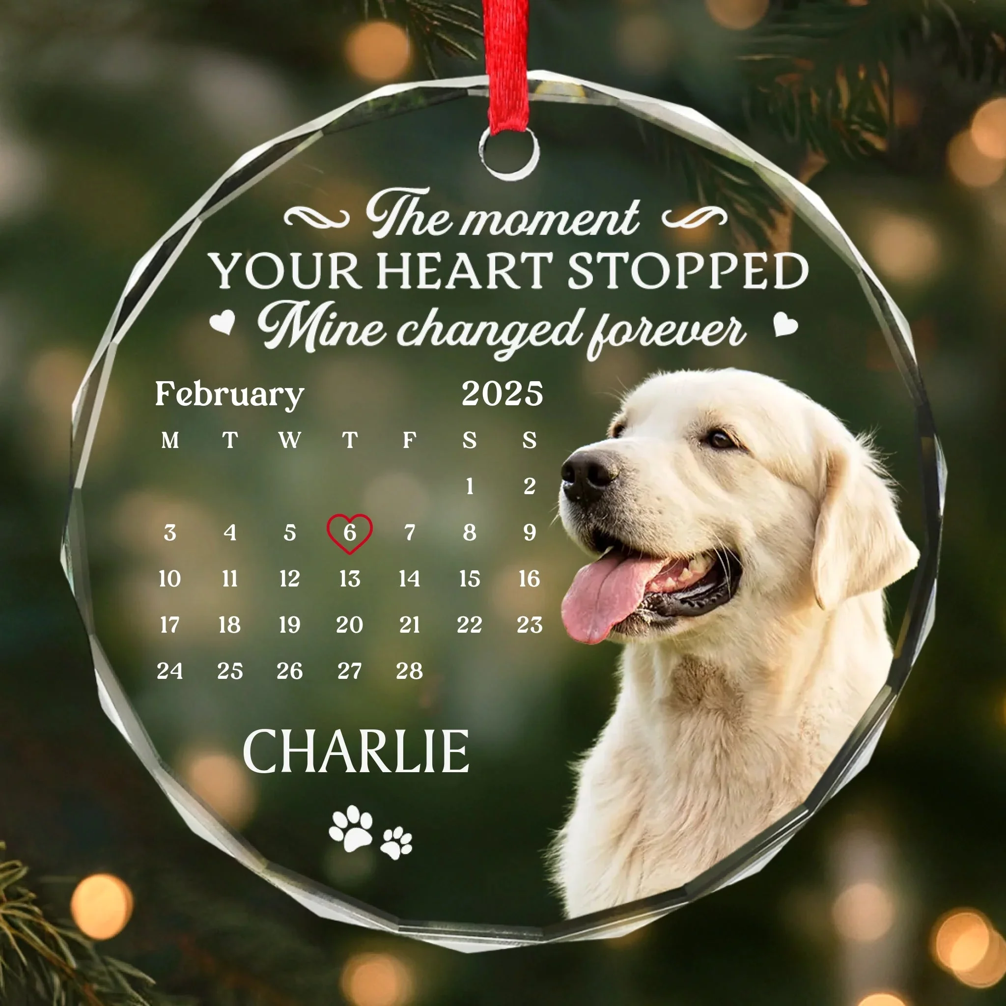 The Moment Your Heart Stopped Mine Changed Forever (Ver Pet) - Personalized Glass Ornament - Christmas Gift For Family, Memorial Pet, Dog, Cat HH01 - Image 2