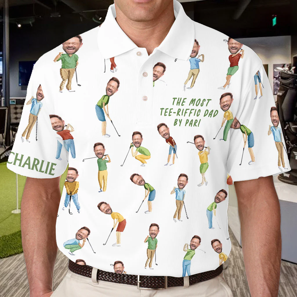 The Most TeeRiffic Dad By Pari - Personalized Polo Shirt - Gift For Dad, Grandpa, Golf Lovers - Image 2