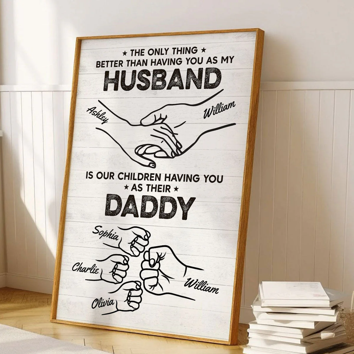 The Only Thing Having You As My Husband Fist Bump Outline - Personalized Poster Canvas - Gift For Husband, Dad - Image 2