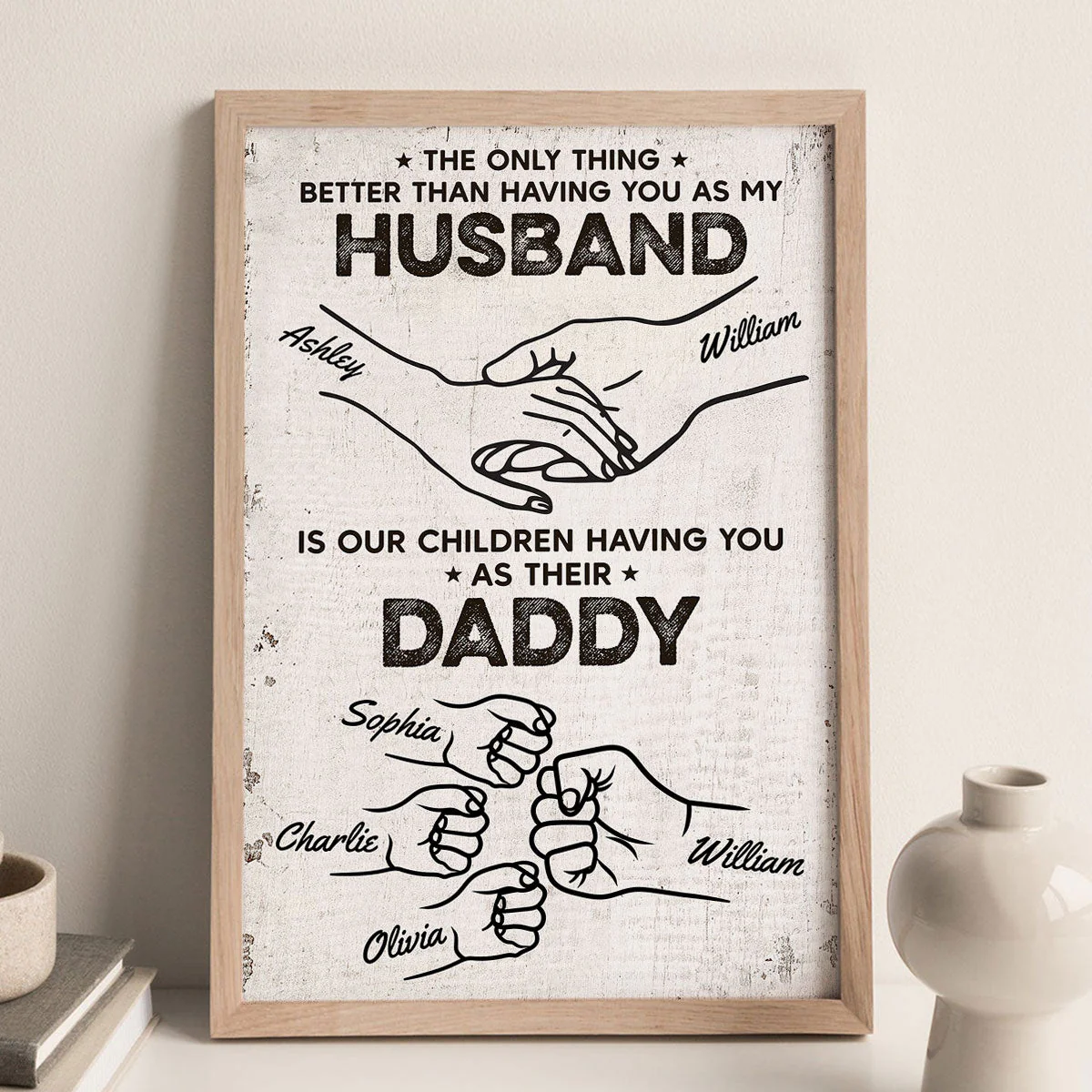 The Only Thing Having You As My Husband Fist Bump Outline - Personalized Poster Canvas - Gift For Husband, Dad - Image 4