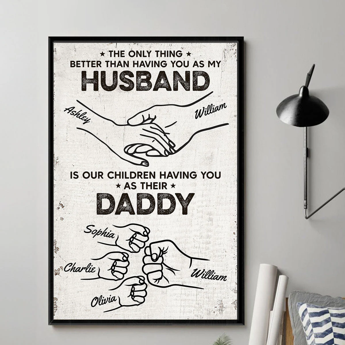 The Only Thing Having You As My Husband Fist Bump Outline - Personalized Poster Canvas - Gift For Husband, Dad - Image 5