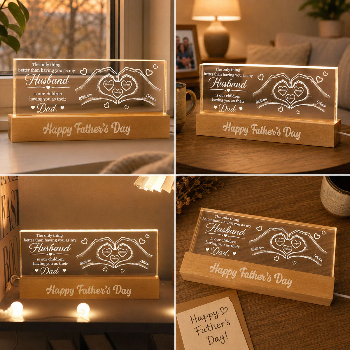 The Only Thing Having You As My Husband Hearts in Hands - Personalized 3D Led Light - Gift For Dad - Image 6