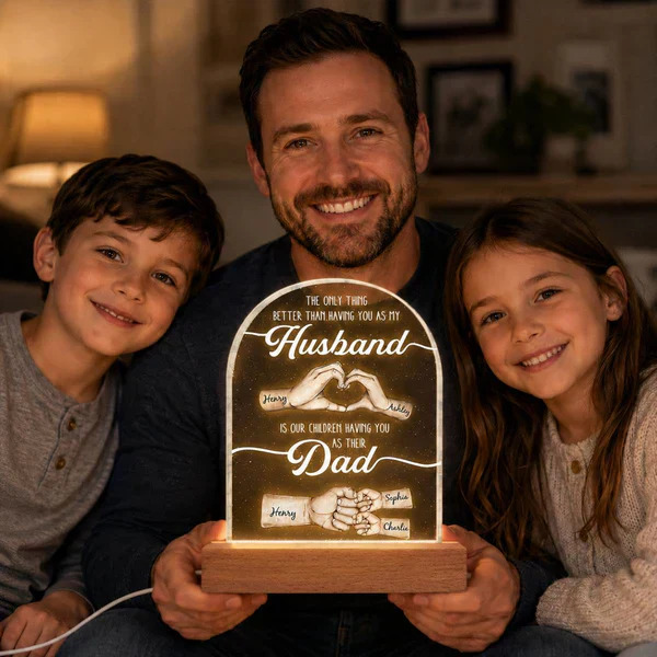The Only Thing Having You As My Husband With Hand Heart And Fist Bump - Personalized 3D Led Light - Gift For Husband, Dad - Image 5