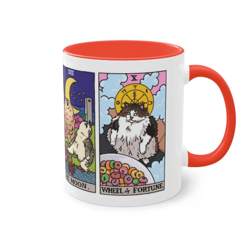 The Original Yellow Tarot Cat Meme - Accent Ceramic Mug - Image 7