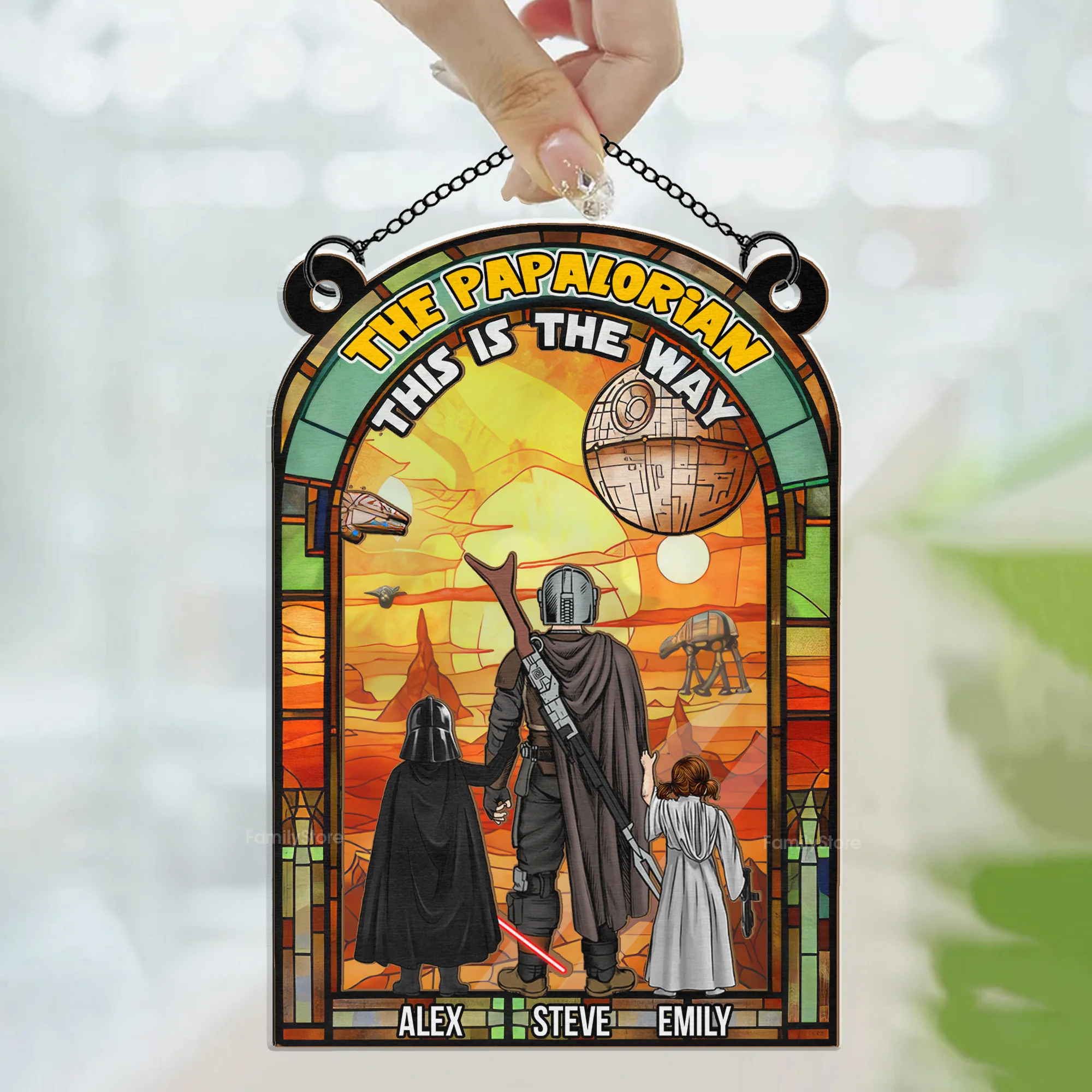 The Papalorian This Is The Way - Personalized Window Hanging Suncatcher Ornament - Gift for Dad, Husband | CL08 NH96 - Image 3