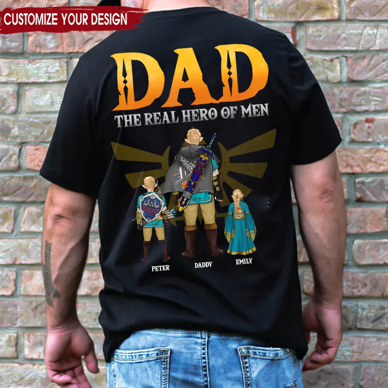Zelda Dad The Real Hero Of Man - Gift For Father's Day - Personalized TShirt CL07 - Image 2