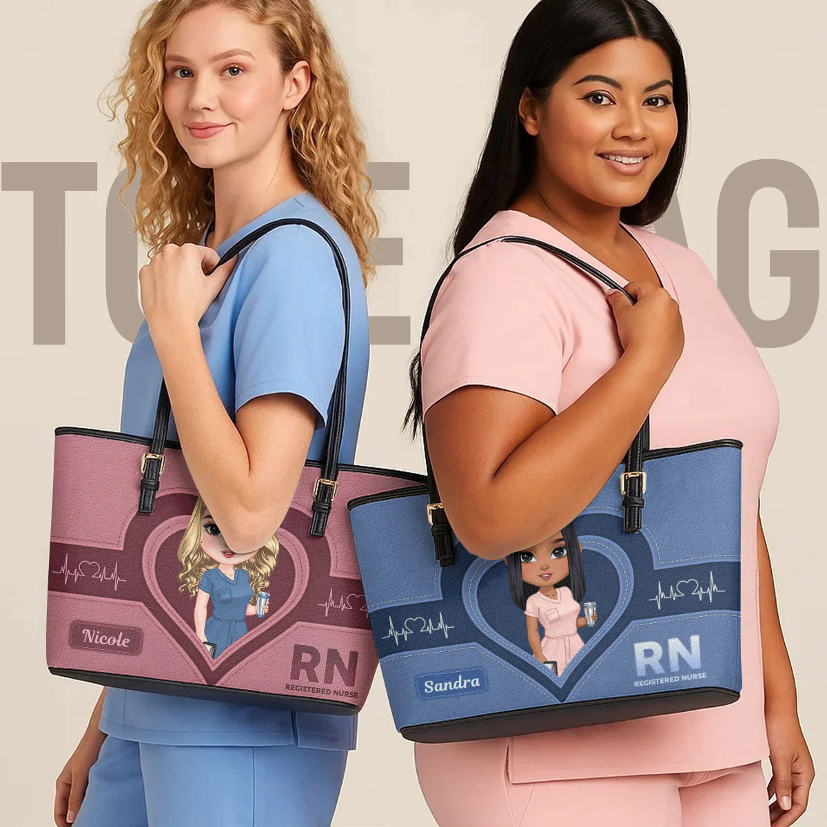 The Scrub Life - Personalized Leather Tote Bag - Gift For Nurse | NR4 HH01 - Image 4