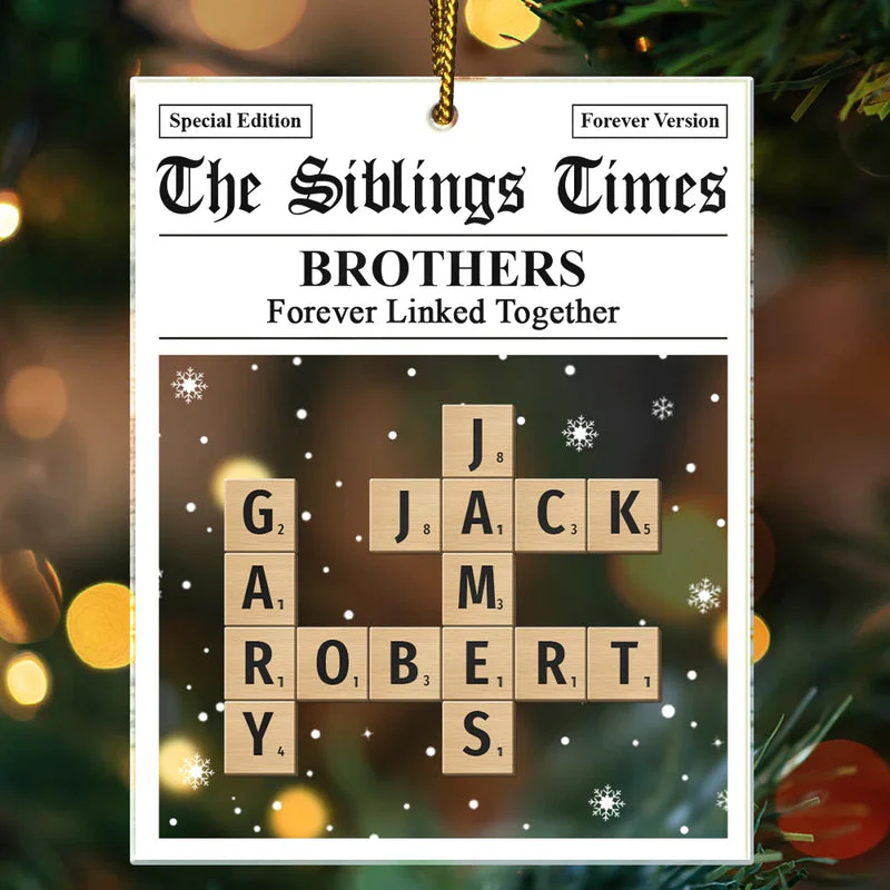 The Siblings Times Newspaper - Personalized Crossword Acrylic Ornament - Christmas Gift For Brother, Sister, Family HH01 - Image 3