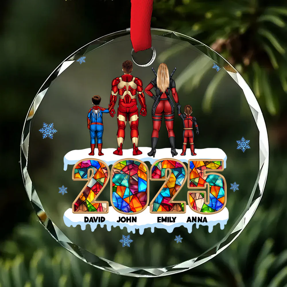 The Super Hero Team We Are In 2025 Merry Christmas  - Gift For Family - Personalized Glass Ornament - CL02 NA94 - Image 4