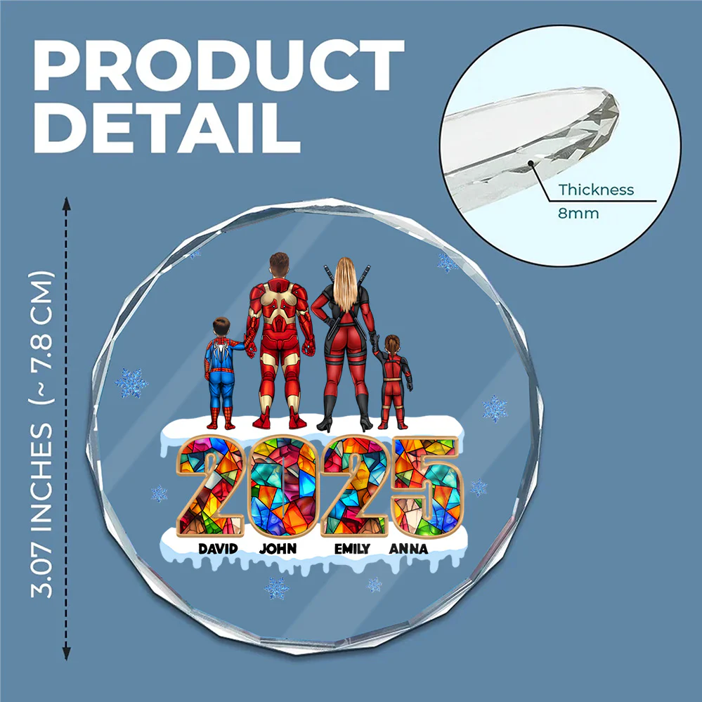 The Super Hero Team We Are In 2025 Merry Christmas  - Gift For Family - Personalized Glass Ornament - CL02 NA94 - Image 5