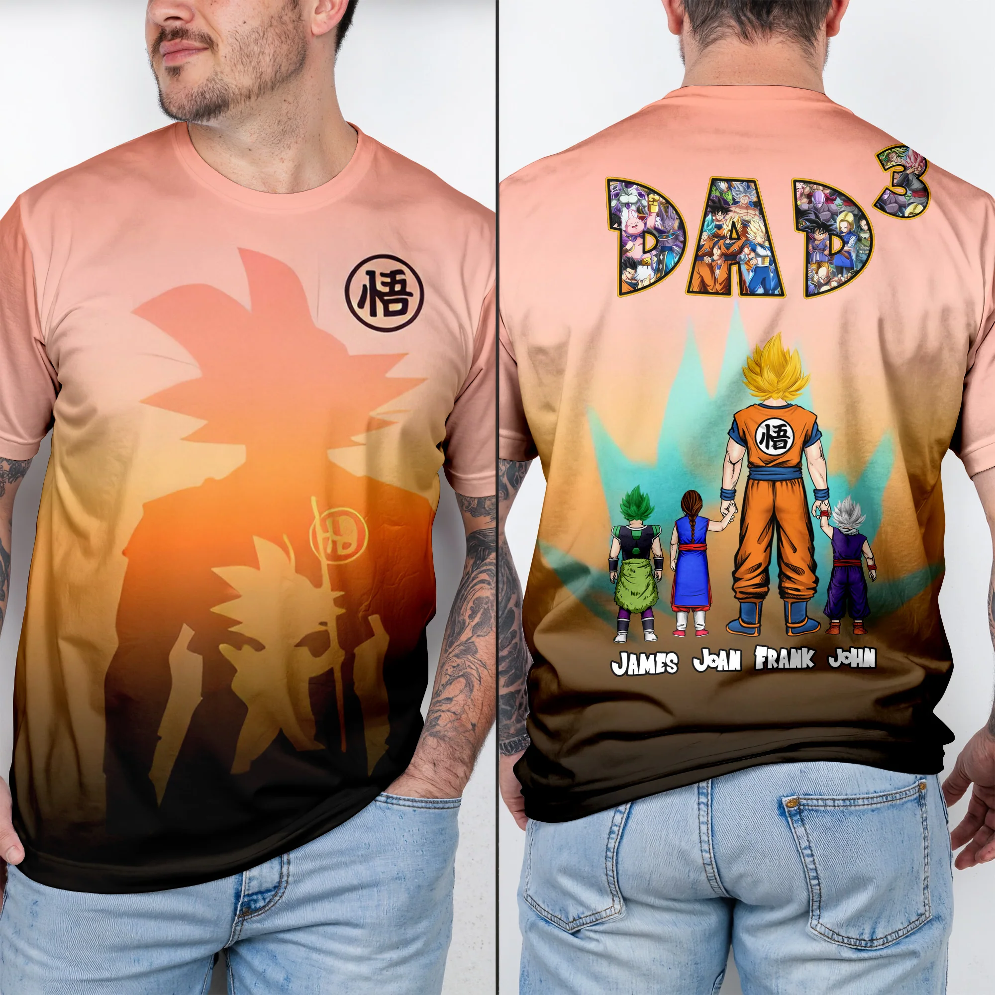 The Super Saiyan Dad We Love You - Personalized 3D Tshirt - Gift For Dad, Grandpa, Father's Day | CL03 NA94