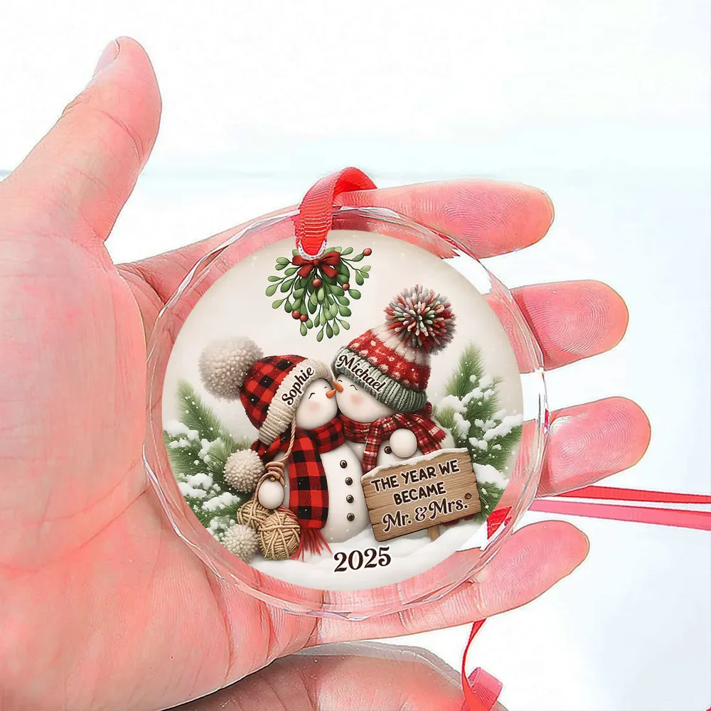 The Year We Became Mr & Mrs - Personalized Glass Ornament - Gift For Couple, Christmas, Wedding, Anniversary HH01 - Image 5