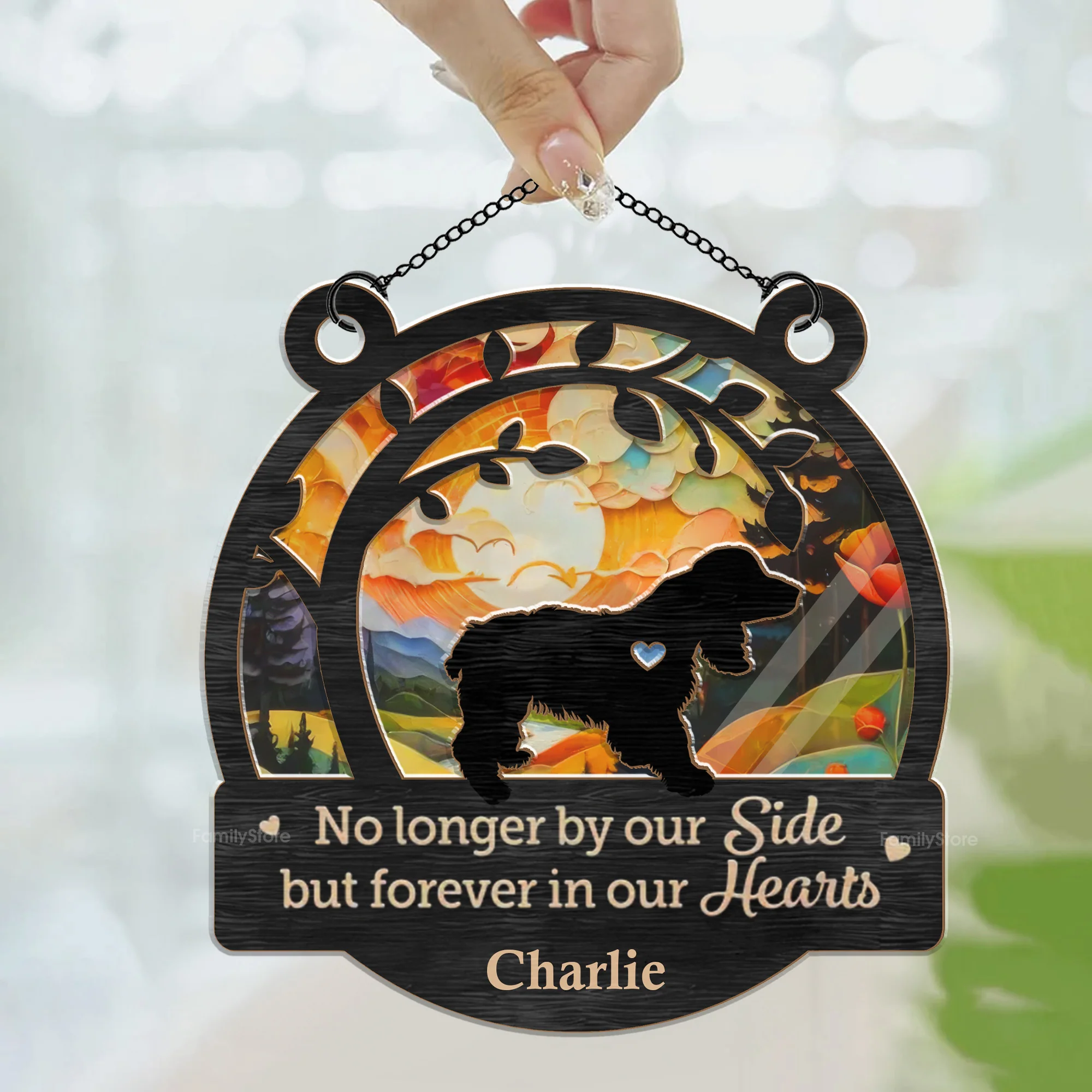Their Purrs Are Forever Reverberating In Your Heart - Memorial Gift For Pet , Personalized Window Hanging Window Hanging Suncatcher Ornament - Image 3