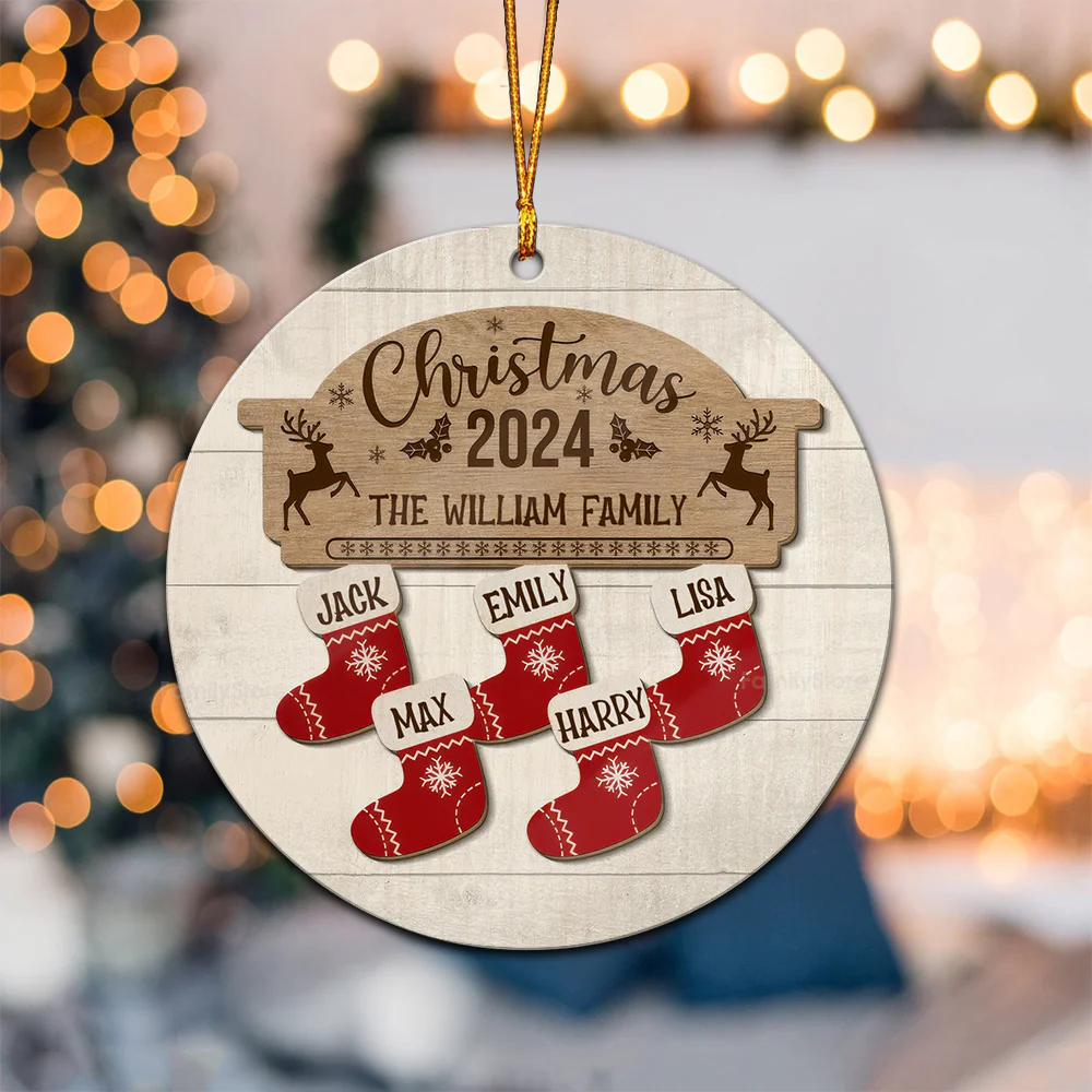 There Are Some Gifts In The Socks - Gift For Family - Personalized Wood Ornament - NA94 - Image 2