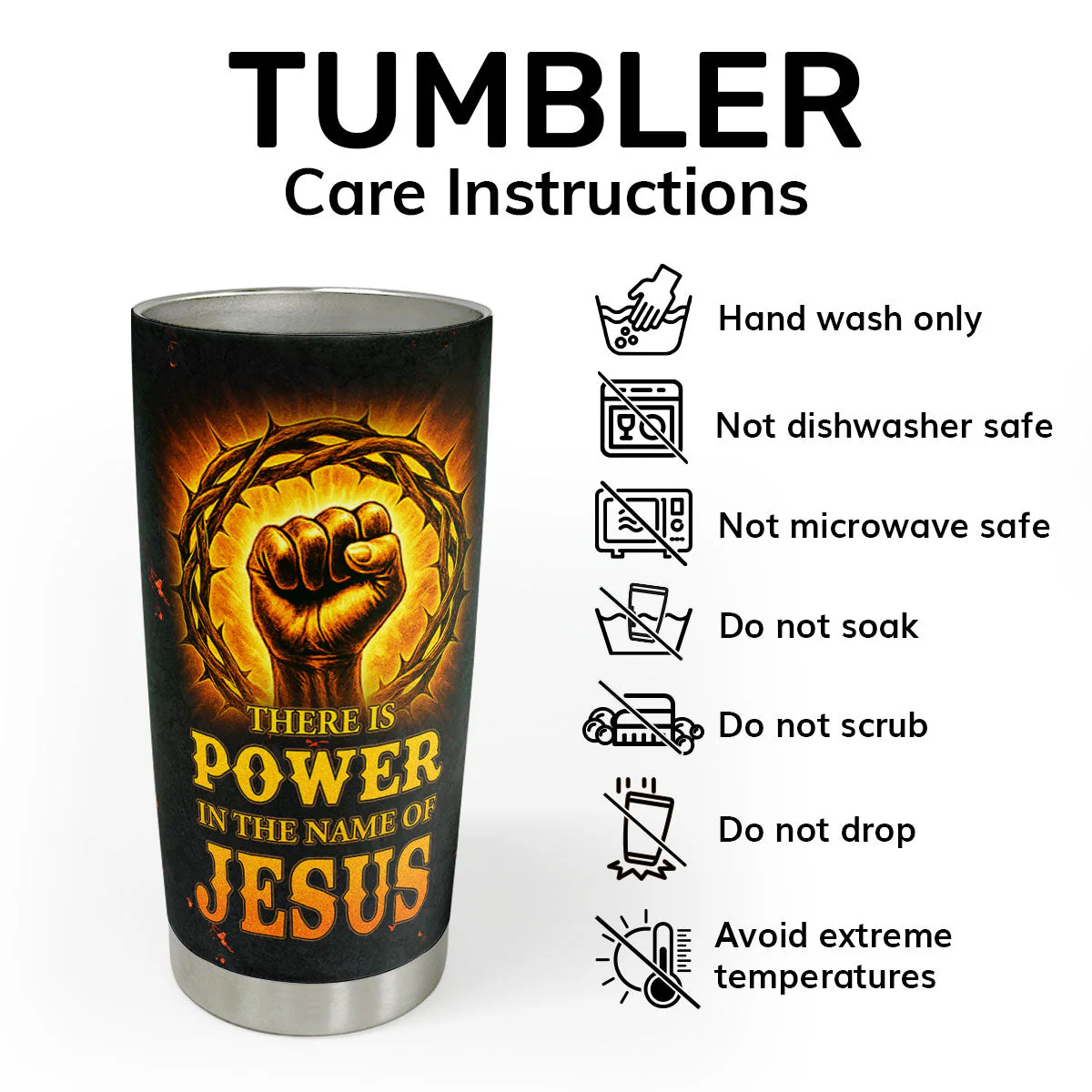 There Is Power In The Name Of Jesus - Personalized Stainless Steel Tumbler - Gift For Him | HN02 - Image 5