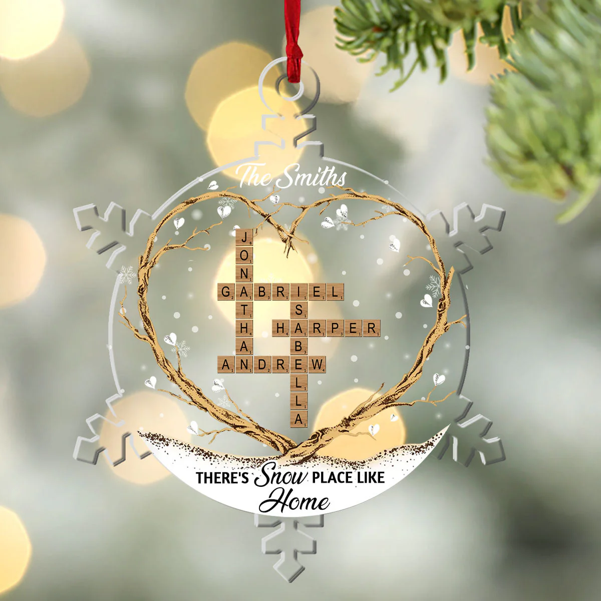 There's Snow Place Like Home Family - Personalized Acrylic Ornament - Image 3