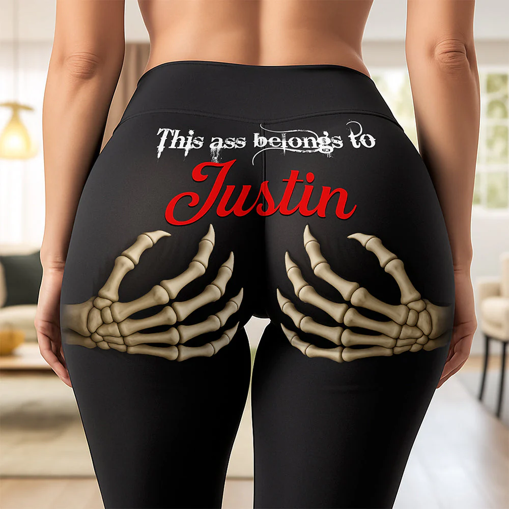 This Ass Belongs To Him - Personalized Leggings - Gift For Her HH01