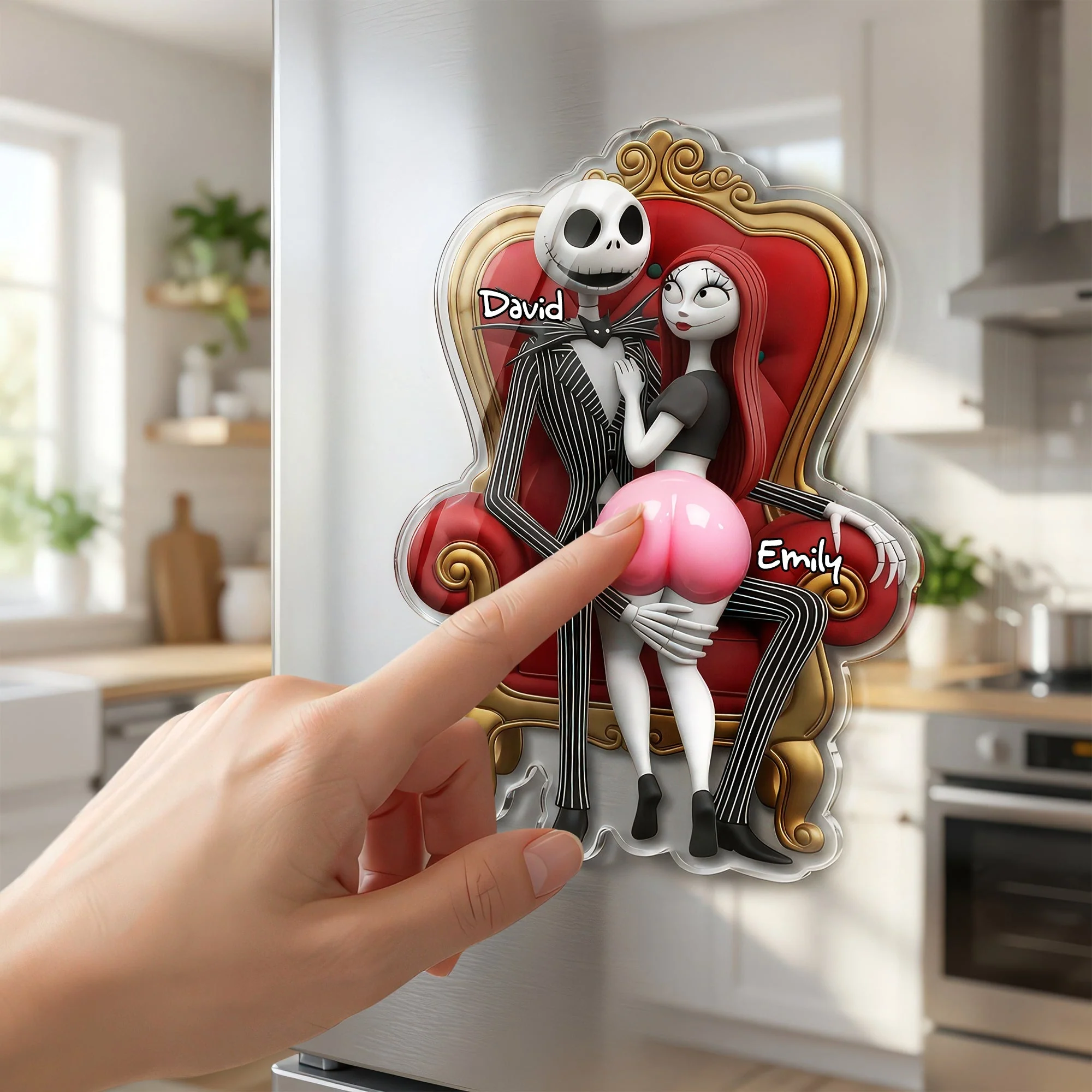 This Ass Belongs To Him - Personalized Squishy Acrylic Fridge Magnet - Funny Gift For Couple - Spooky - Image 2