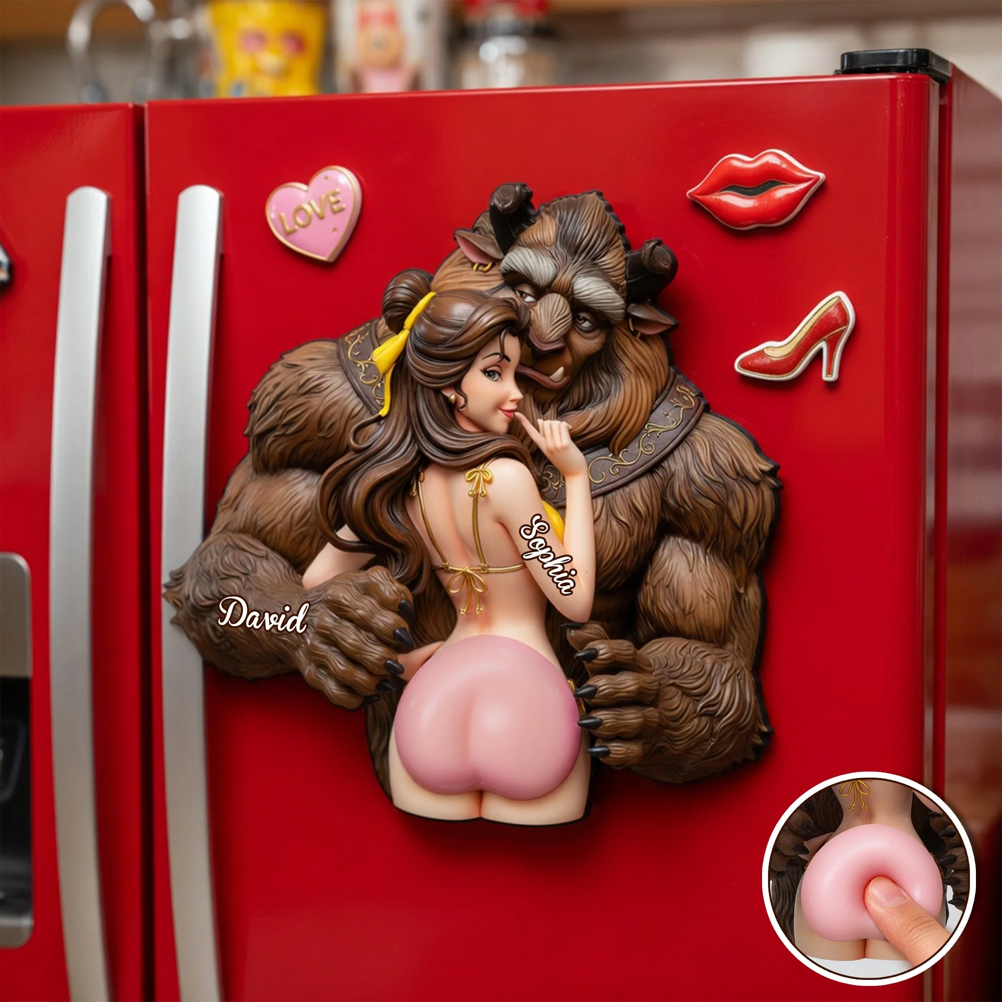 This Ass Belongs To Him - Personalized Squishy Acrylic Fridge Magnet - Funny Gift For Couples - DSNY - Image 2