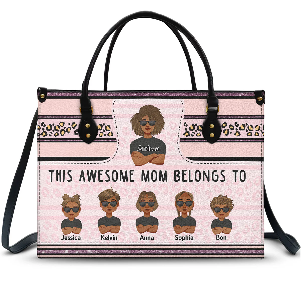 This Awesome Mom Belongs To - Personalized Leather Bag - Gift For Mother, Grandma, Grandmother, Mother's Day | CL50 NA94 - Image 2