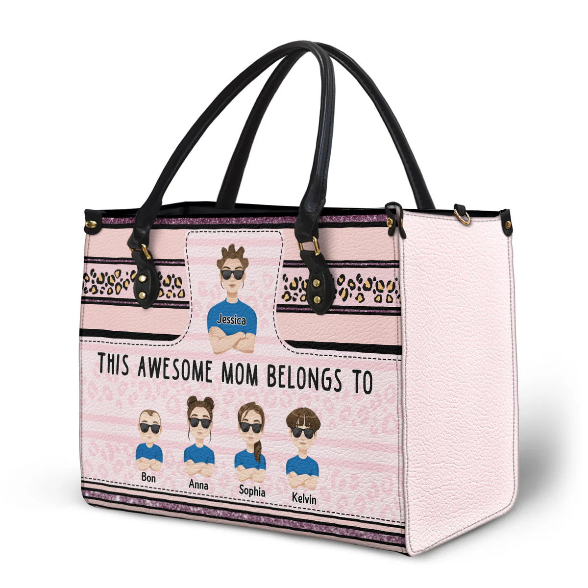 This Awesome Mom Belongs To - Personalized Leather Bag - Gift For Mother, Grandma, Grandmother, Mother's Day | CL50 NA94 - Image 3