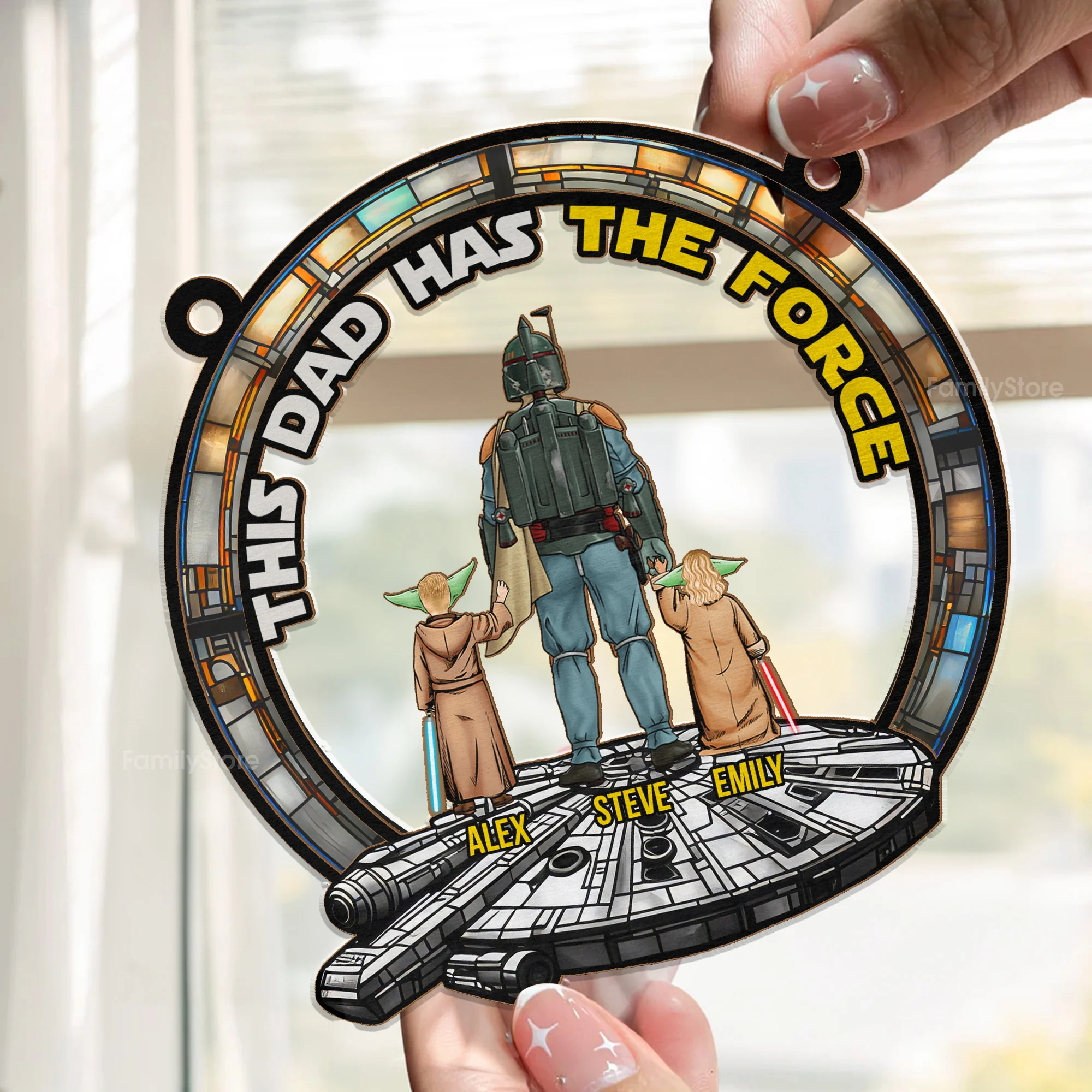 This Dad Has The Force - Personalized Window Hanging Suncatcher Ornament - Gift for Dad, HUsband| CL08 NH96 - Image 2