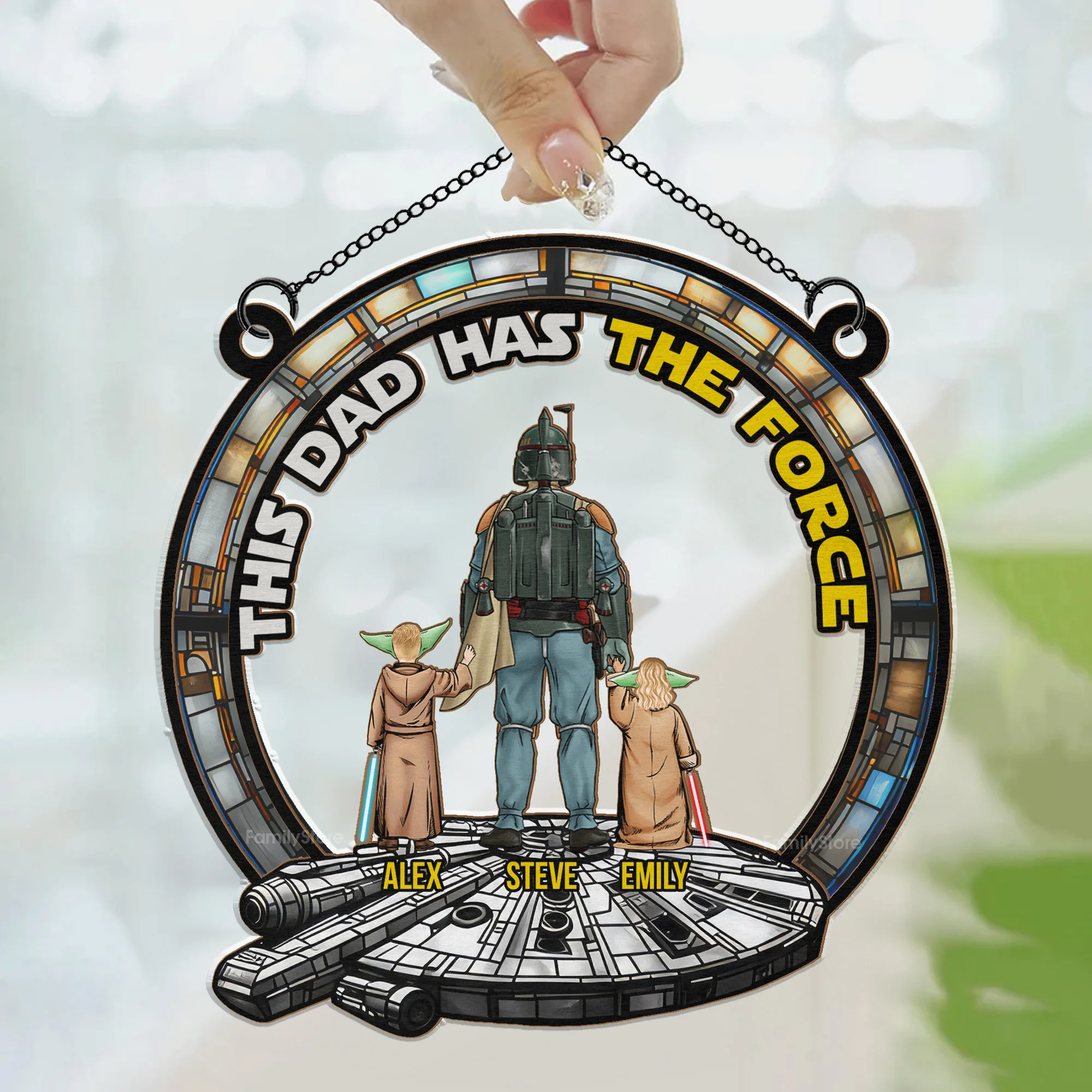 This Dad Has The Force - Personalized Window Hanging Suncatcher Ornament - Gift for Dad, HUsband| CL08 NH96 - Image 3