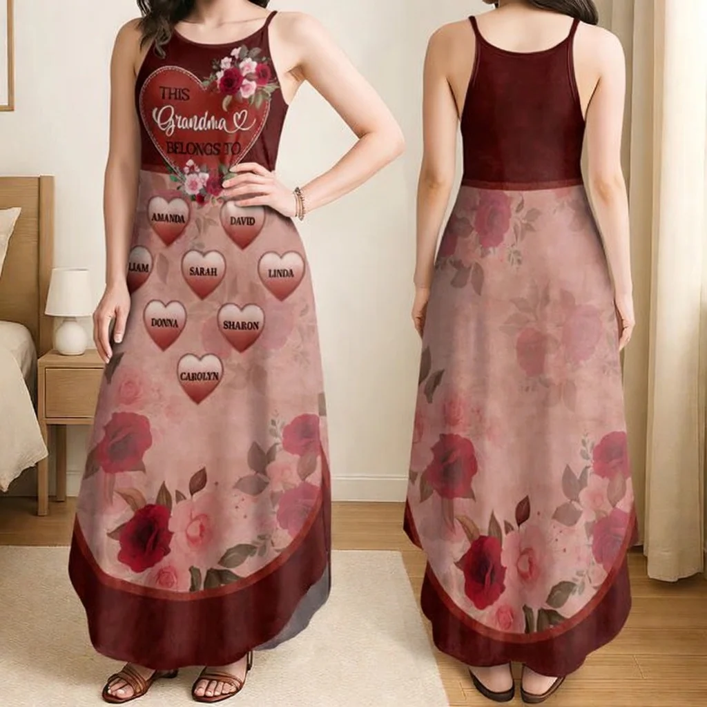 This Grandma Belongs To Flowers - Personalized Maxi Dress - Gift For Mom, Grandma