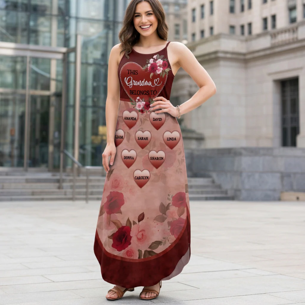 This Grandma Belongs To Flowers - Personalized Maxi Dress - Gift For Mom, Grandma - Image 3