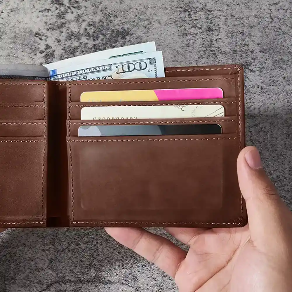 This Grandpa Dad Belongs To Kids - Personalized Leather Wallet For Men - Gift For Dad, Grandpa - Image 4