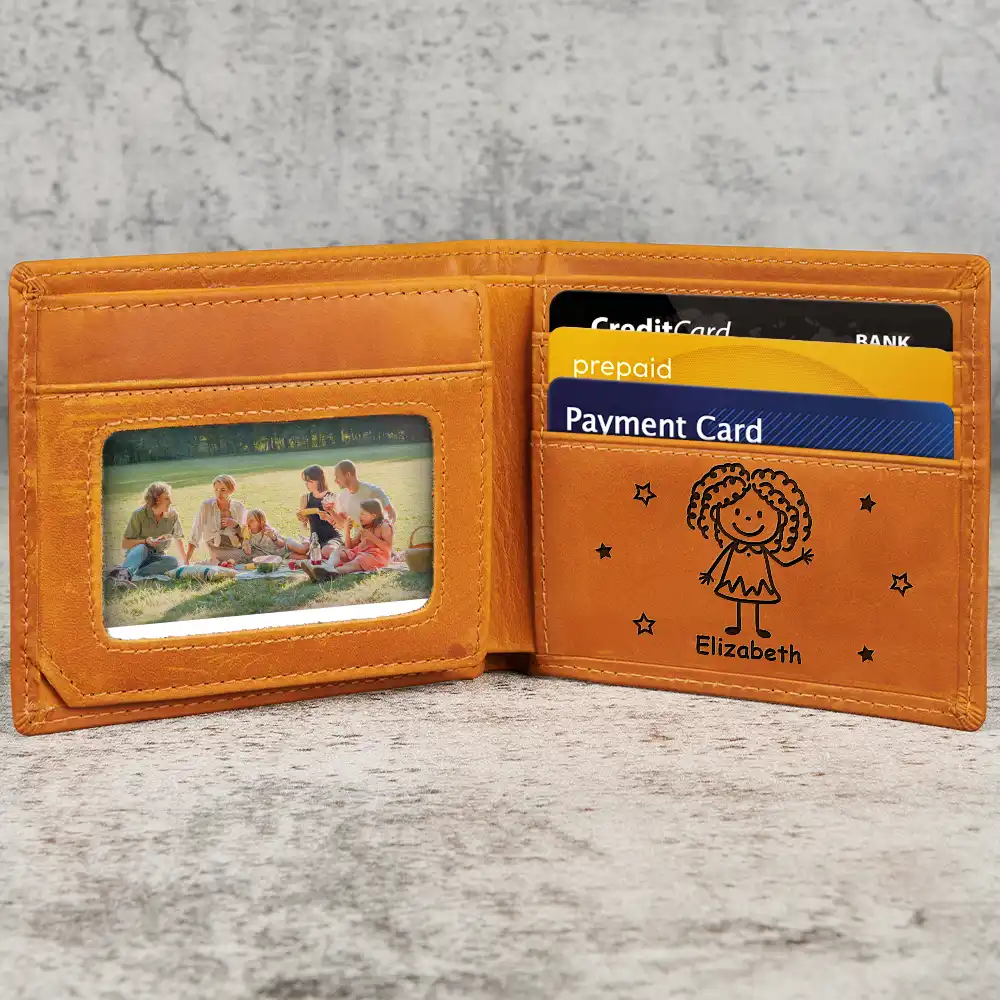 This Grandpa Dad Belongs To Kids Pet - Personalized Leather Wallet For Men - Gift For Dad, Grandpa - Image 2