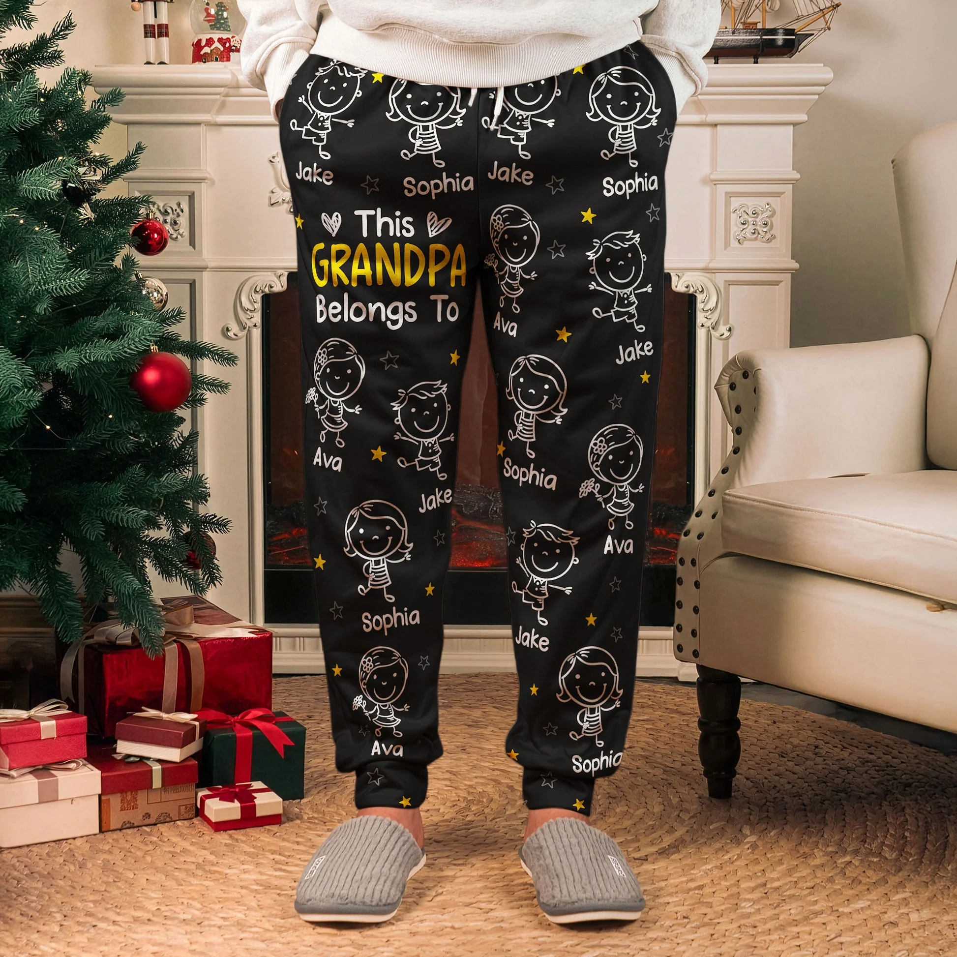 This Grandpa Grandma Belongs To Kids - Personalized Sweatpants - Christmas Gift For Family HH01 - Image 5