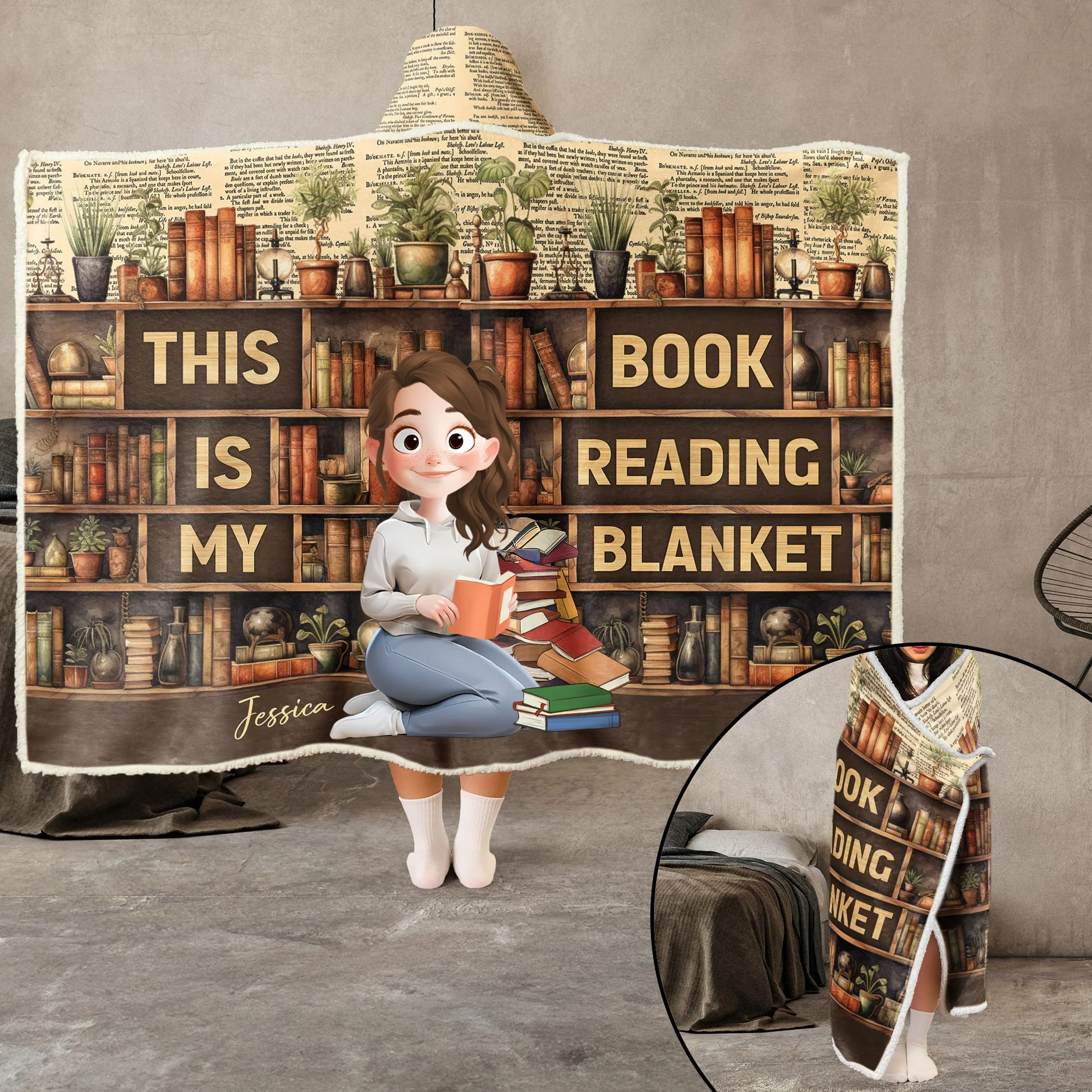 This Is My Book Reading Blanket - Personalized Wearable Blanket Hoodie| CLB1 - Image 3