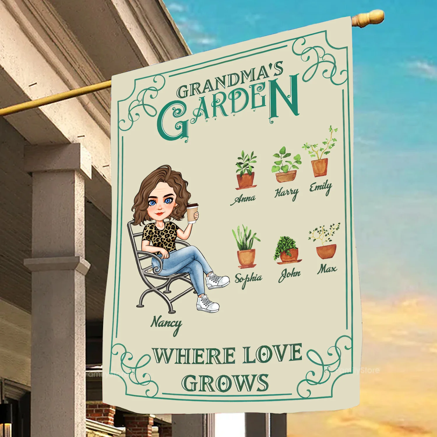 This Is My Grandma's Garden Where Love Grows - Personalized Flag - Gift For Mom, Grandma, Mothers Day, Plant Lovers | GR21 NA94 - Image 3