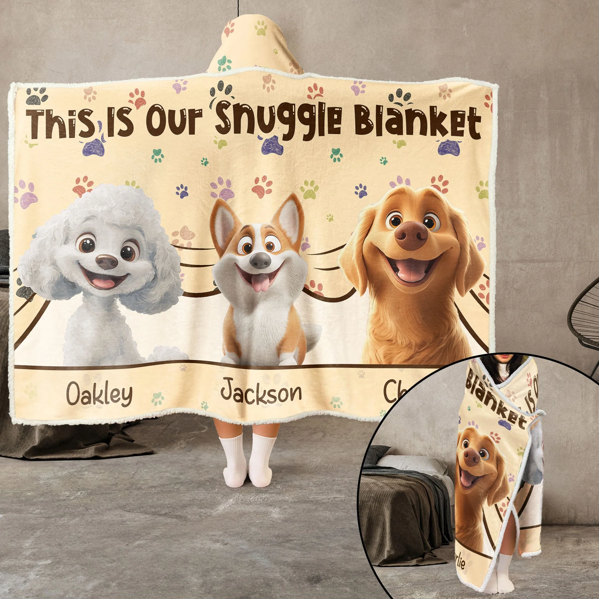 This Is Our Snuggle Blanket Cartoon Dog - Personalized Wearable Hooded Blanket - Gift For Dog Lovers | CLP15 NA94