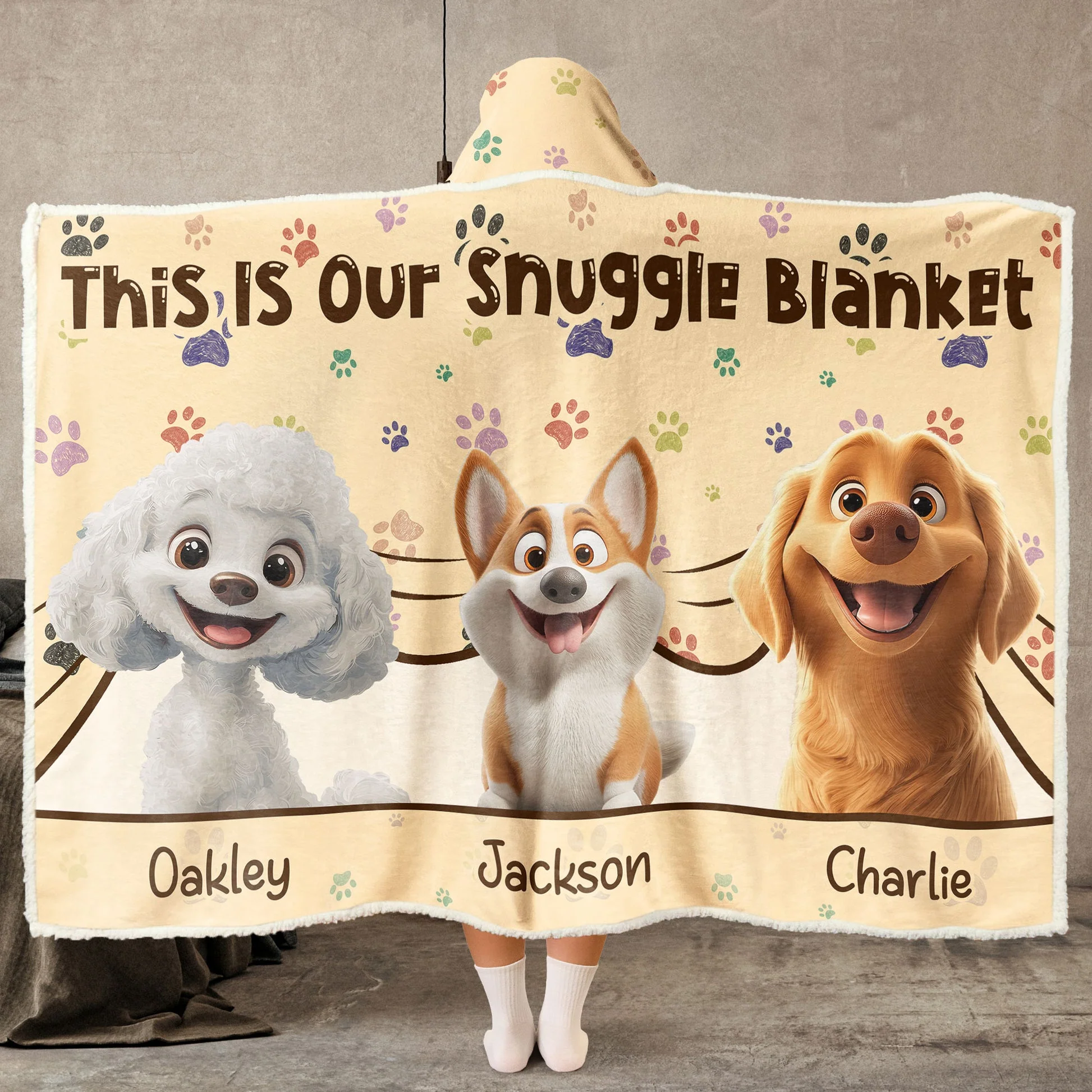 This Is Our Snuggle Blanket Cartoon Dog - Personalized Wearable Hooded Blanket - Gift For Dog Lovers | CLP15 NA94 - Image 3