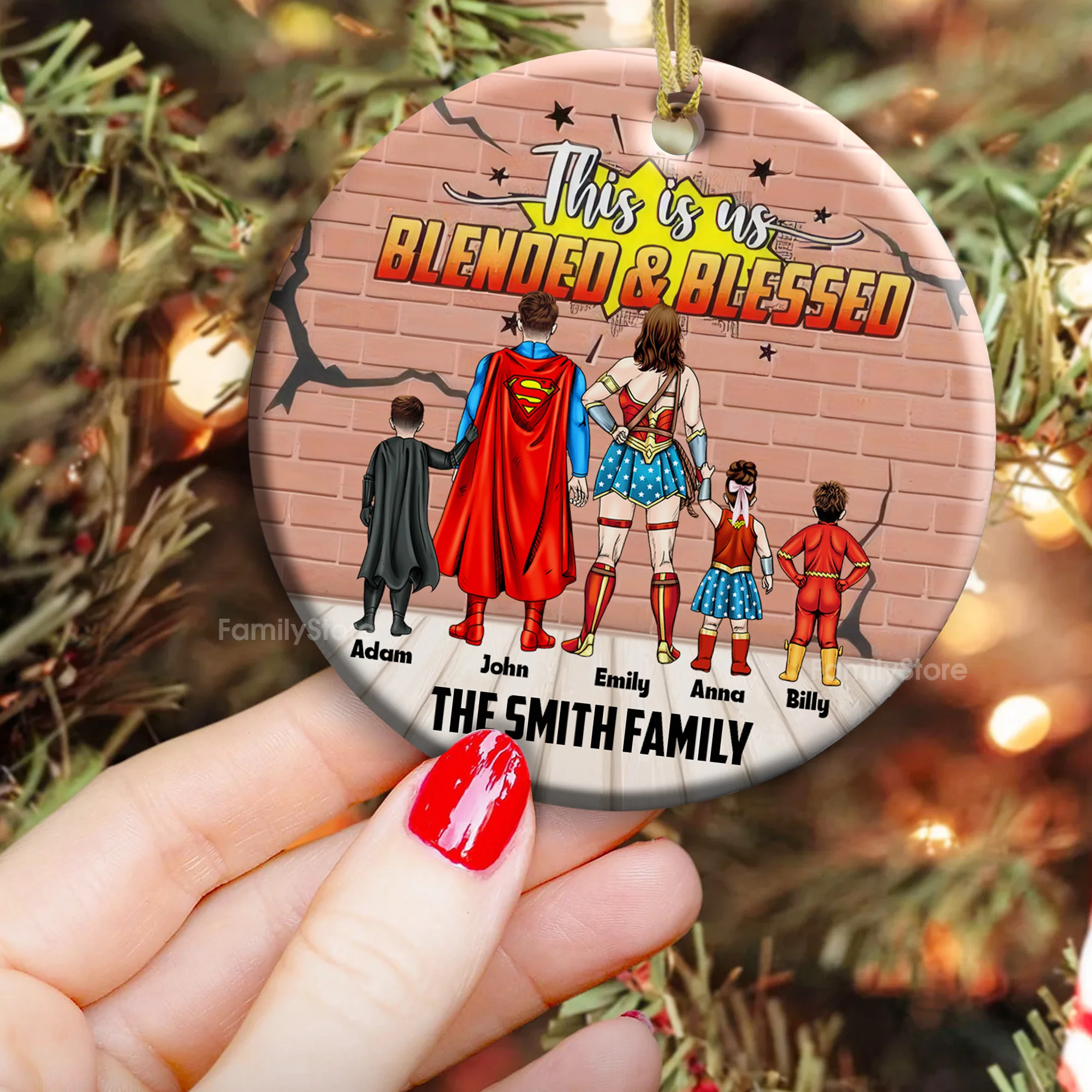 Super Hero This Is Us Blended And Blessed - Gift For Family - Personalized Ceramic Ornament - CL02 NA94 - Image 4