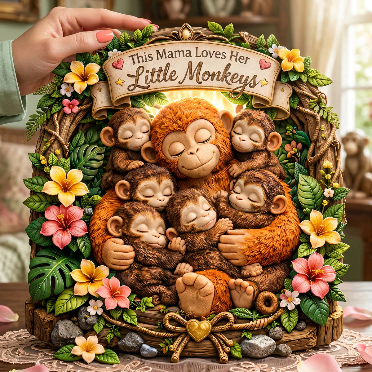 This Mama Loves Her Little Monkeys - Personalized Acrylic Plaque - Gifts For Mom VD01 - Image 2