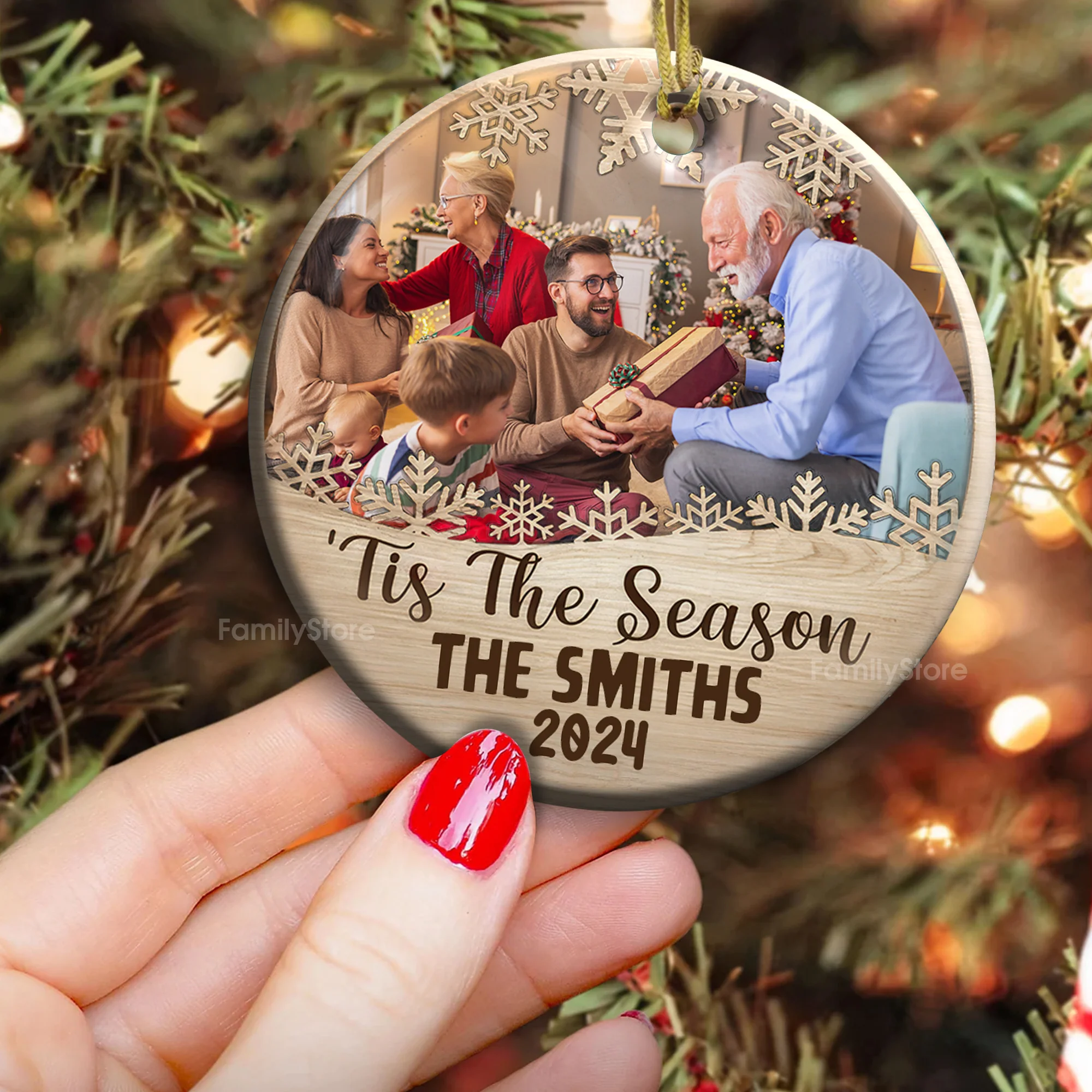 Tis The Season - Gift For Family Members - Personalized Ceramic Ornament NA94 - Image 4