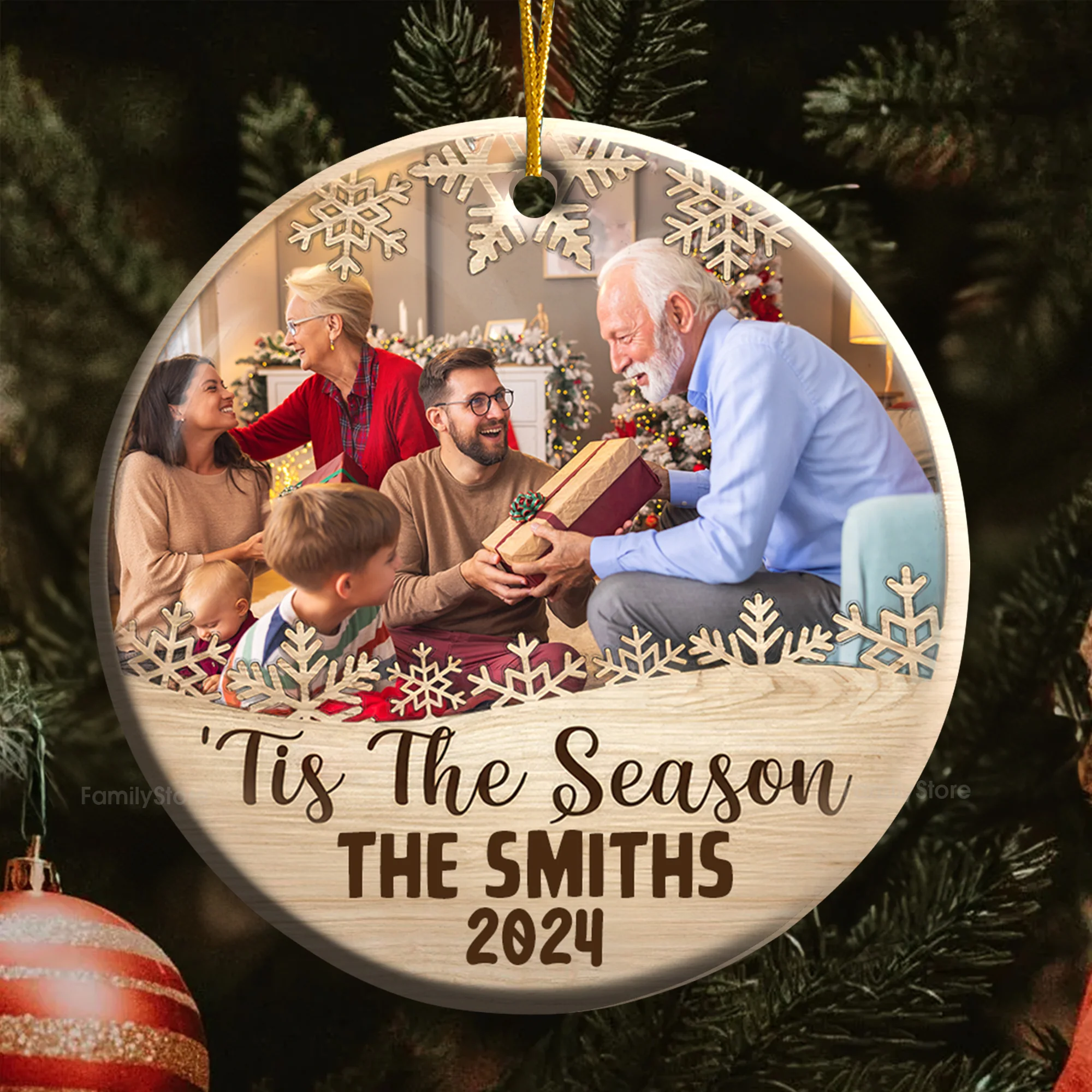 Tis The Season - Gift For Family Members - Personalized Ceramic Ornament NA94 - Image 5