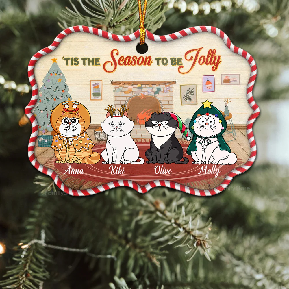 Tis The Season To Be Merry - Gift For Cat Lover, Pet Lovers - Personalized Wood Ornament - CLP03 NH96 - Image 2