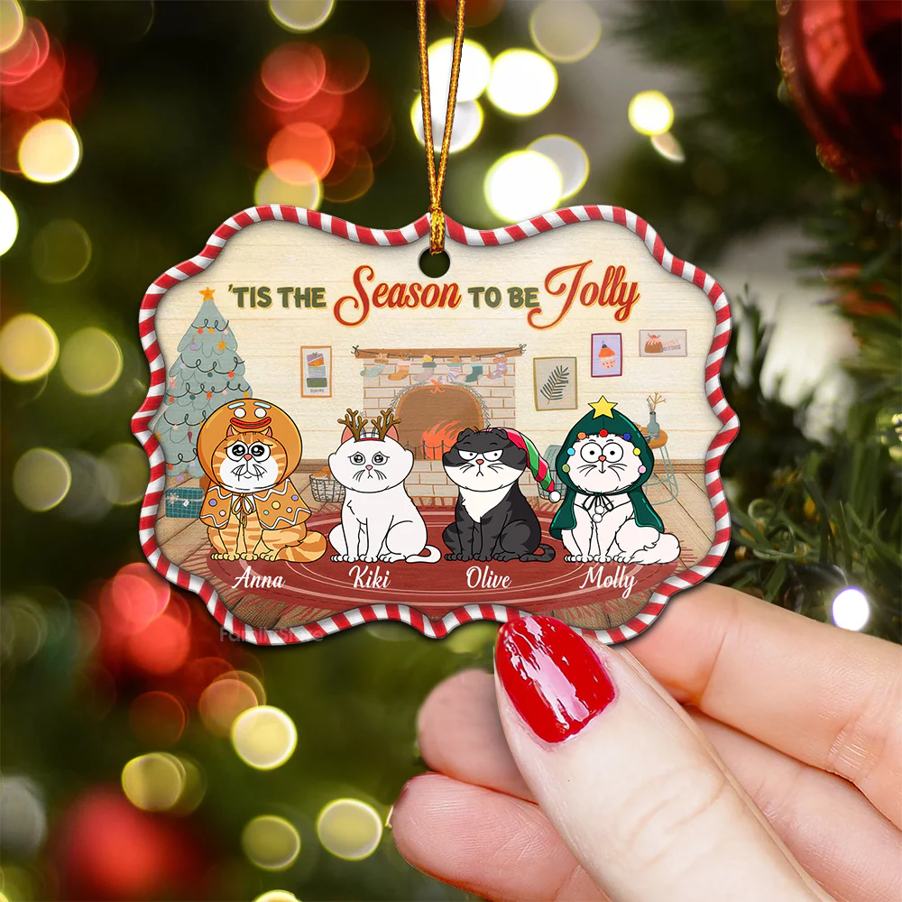 Tis The Season To Be Merry - Gift For Cat Lover, Pet Lovers - Personalized Wood Ornament - CLP03 NH96 - Image 3