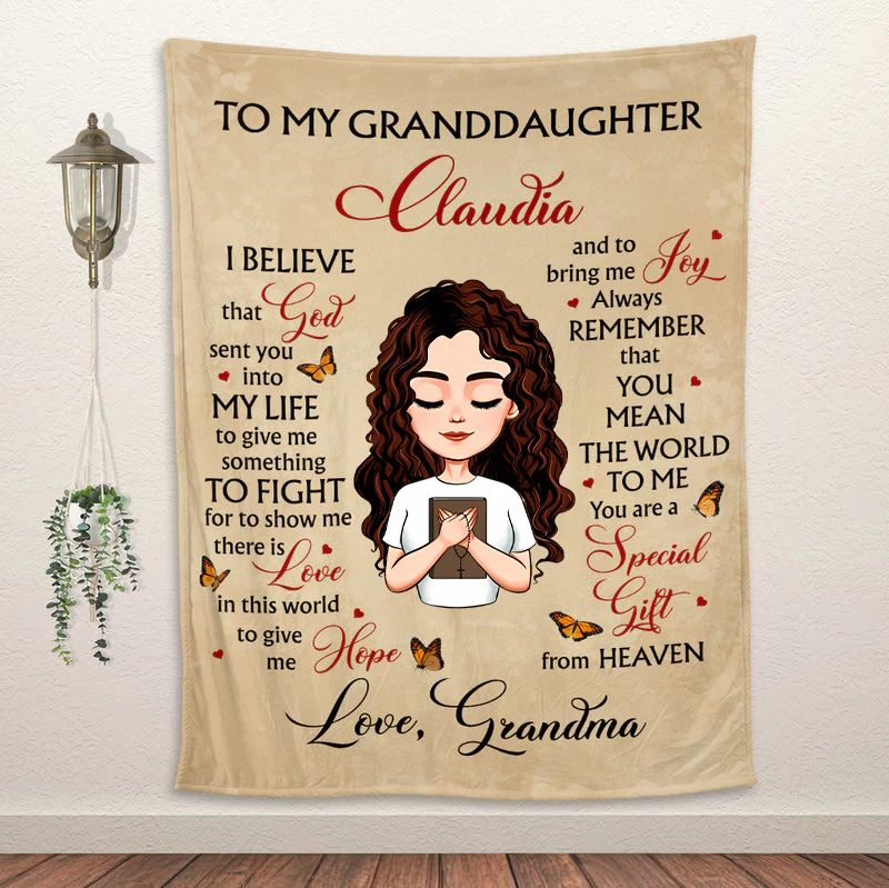 To Granddaughter Blanket - Personalized Blanket - Gift For Her | CLGOD05 HL128 - Image 2