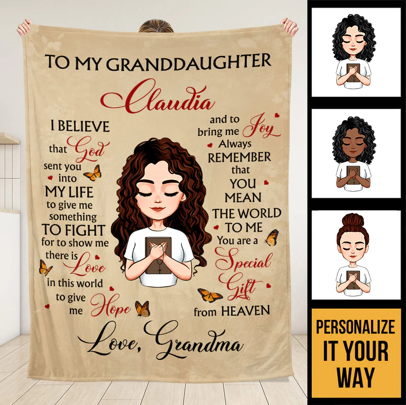 To Granddaughter Blanket - Personalized Blanket - Gift For Her | CLGOD05 HL128 - Image 3