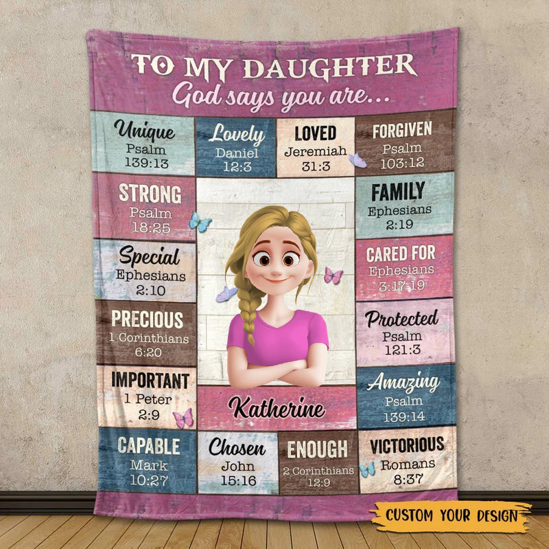 To My Daughter, Granddaughter, Son, Grandson God Says You Are - Personalized Blanket | GR29.Ver3 TD118 - Image 3
