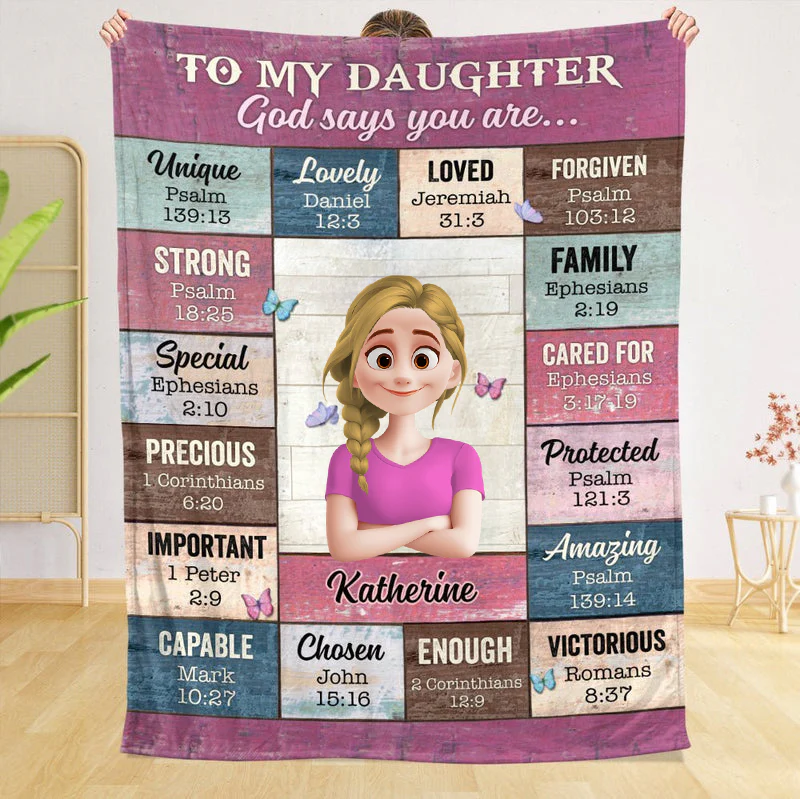 To My Daughter, Granddaughter, Son, Grandson God Says You Are - Personalized Blanket | GR29.Ver3 TD118 - Image 4